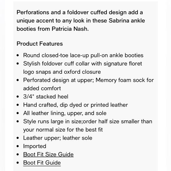 Patricia Nash Sabrina Cognac Perforated Leather Lace Up Ankle Booties Sz 7.5 - Picture 11 of 11